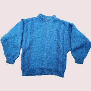 Handmade Wool Sweater | Women’s Medium | Blue Vintage Pullover | Cozy Classic